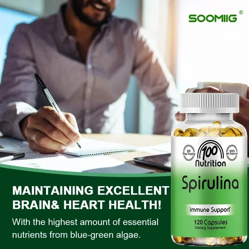 Organické superpotravinové řasy Spirulina Softgels – podporují zdraví kardiovaskulárního a imunitního systému Výkonný antioxidant — image 4