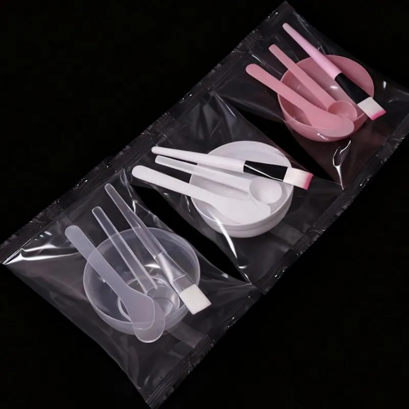 4Pcs DIY Facemask Mixing Tool Kit Facial Mask Bowl Stick Spatula Silicone Soft Face Brushes Spoons — image 1