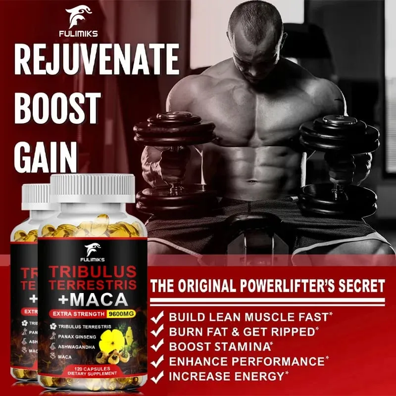 Tribulus Terrestris + Maca Capsules 9600MG with Ginseng & Ashwagandha Supports Energy Stamina & Muscle Performance