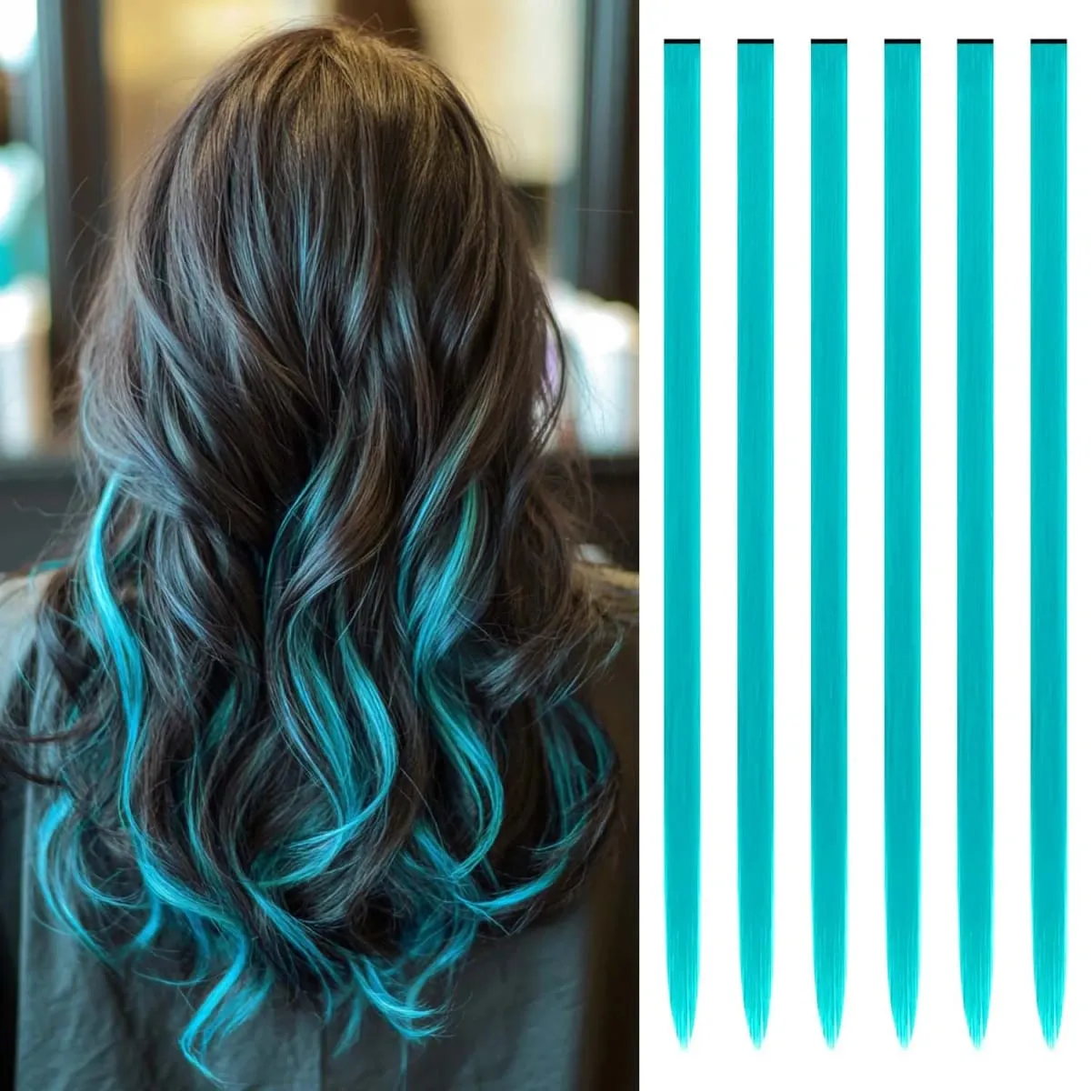 Estensioni a clip da 6 pezzi Estensioni sintetiche per capelli colorati da 24 pollici Punti salienti del partito Posticci lunghi dritti per donne Ragazza per bambini