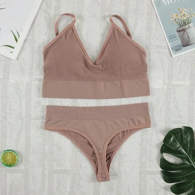 2Pcs Bra Set Underwear Set Women Panties Sexy G-String Seamless Bralette Female Lingerie Soft Tank Crop Top 2026 — image 9