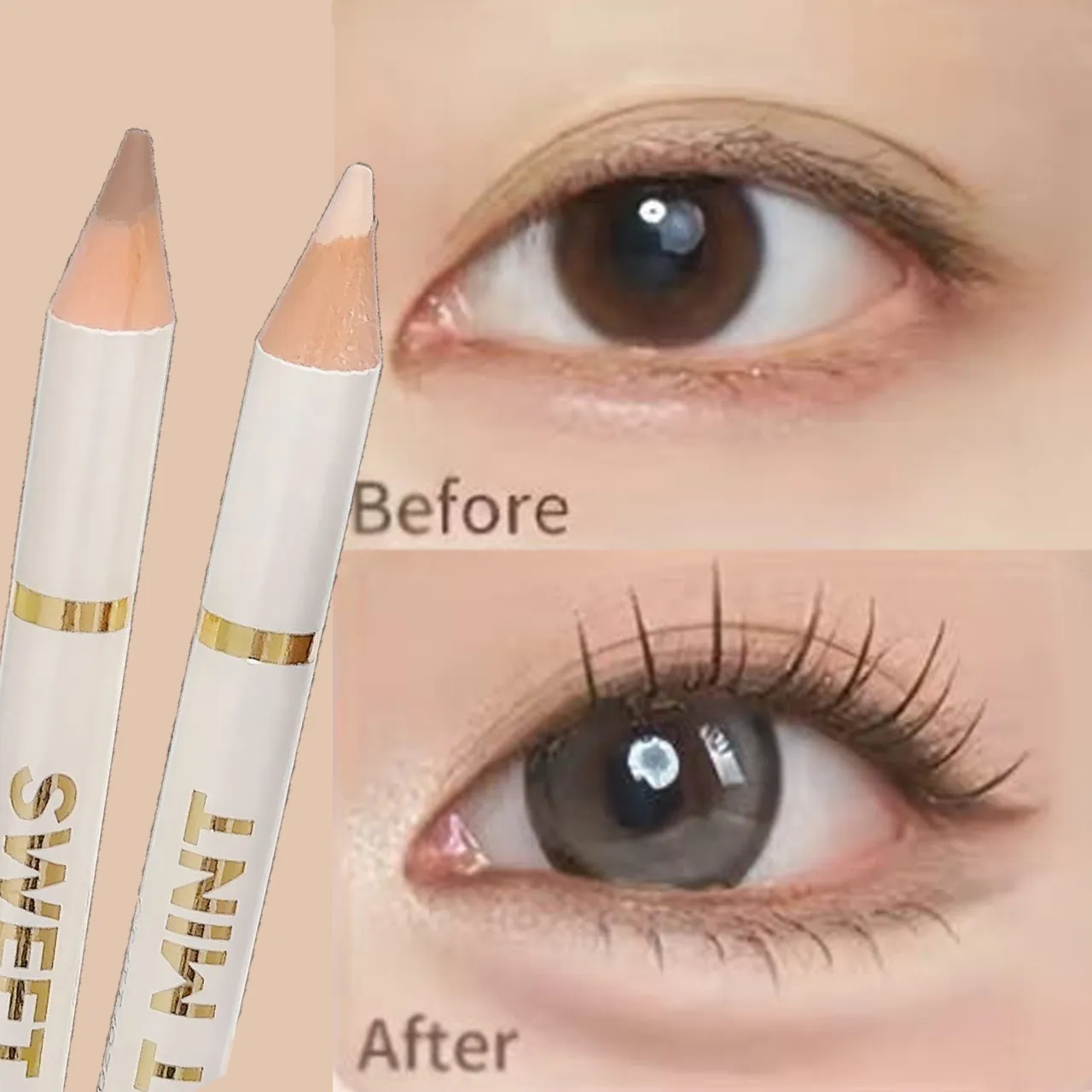 Dual End Aegyo-Sal Makeup Pen Nude Apricot Brown Under Eye Highlight & Shadow Pencil Natural Contour Brightening Eye Liner