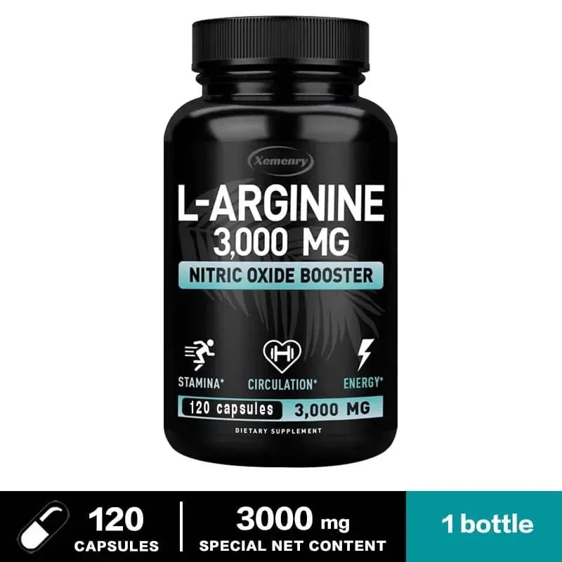 L-Arginine 3000mg - for Energy Strength and Endurance Support During Exercise | Muscle Mass Non-GMO