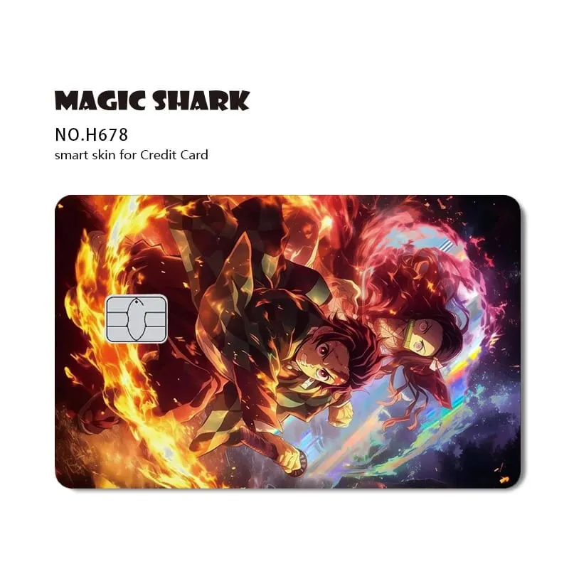 Magic Shark 2026 New Hot Demon Slayers Anime Shinny Holographic Laser Skin Cover Sticker Film for Debit Credit Bank Card
