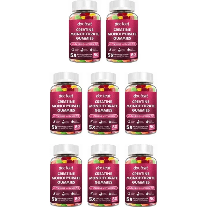 Docteat Creatine Monohydrate Gummies for Muscle Builder Energy Boost Muscle Recovery Stamina Bone Health Support 80 Count