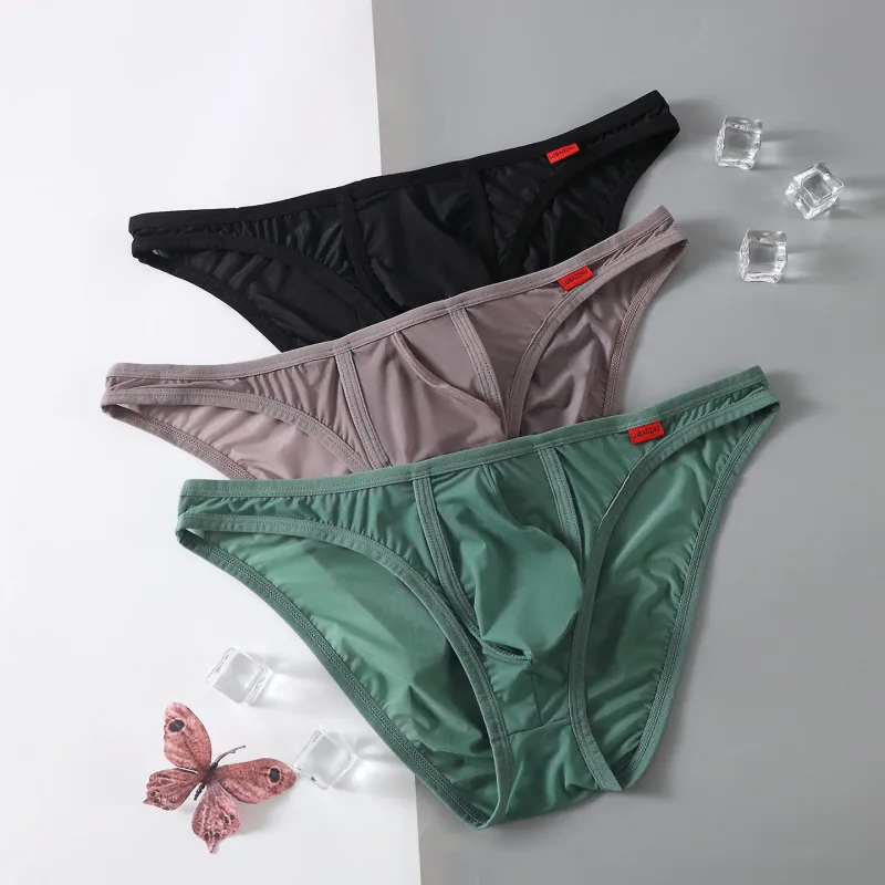 Ultra Thin Men's Underwear Large Pockets Triangular Underpants Transparent Lightweight Briefs