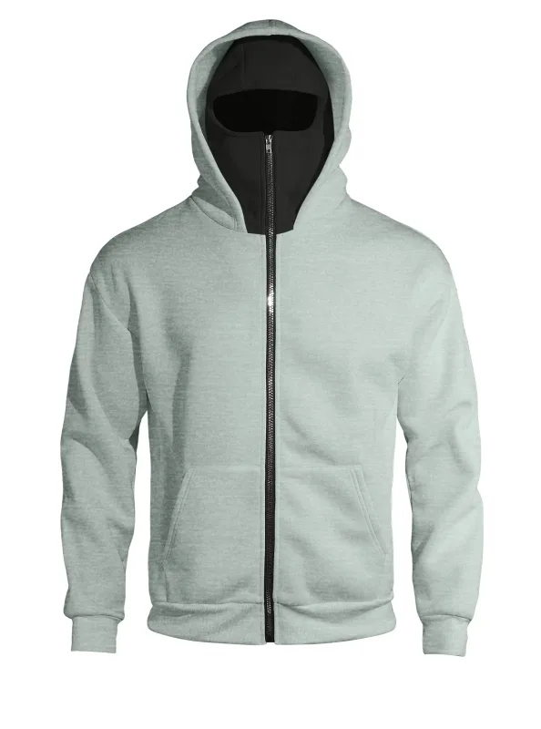 Autumn Men's Double-Layer Hooded Zip-Up Sweatshirt Loose Casual Fit with Front Pockets Ideal for Outdoor and Streetwear Style