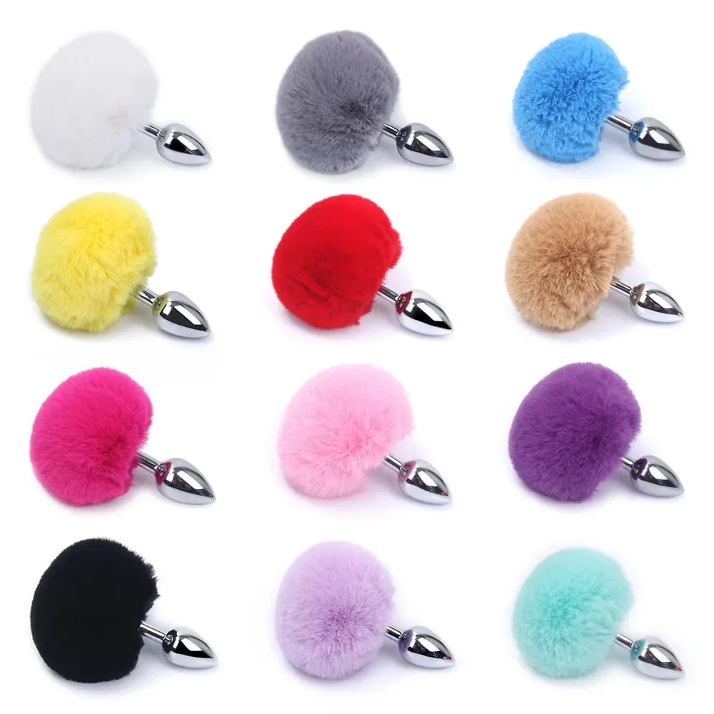 Metal Plush Rabbit Tail Anal Plug Butt Plug Prostate Massager Rabbit Ear BDSM Cosplay Erotic Sex Toys for Women Adults Sex Game