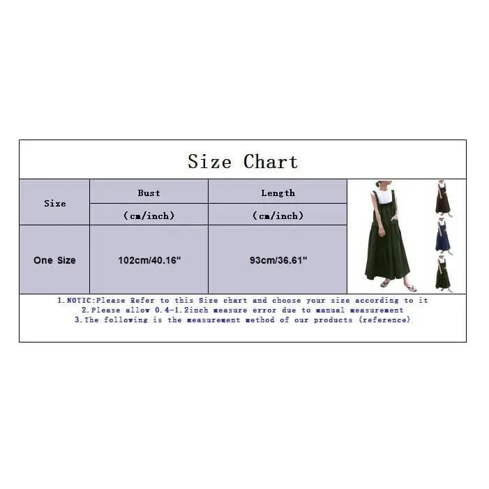 Women Fashion Suspender Dress With Long Straps Large Pockets And Over The Knee Pocket Straps Midi Dresses For Women Robe Femme