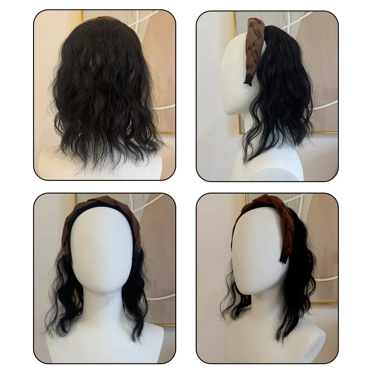 topper Synthetic hair band curly head replacement block wig women's heat-resistant hair band hair extension wig