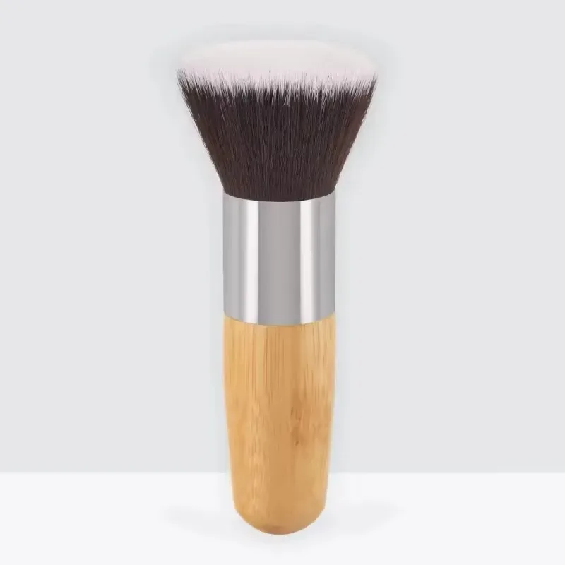 Pincel de maquiagem com alça de bambu, pó solto, blush, contorno, creme de base líquida, profissional, ferramentas de beleza facial