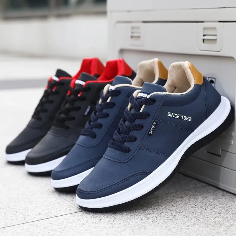 2026 Men Korean Style Leather Sneakers Autumn New Non Slip Shock Absorbing Training Shoes Lightweight Business Men Running Shoes — image 5