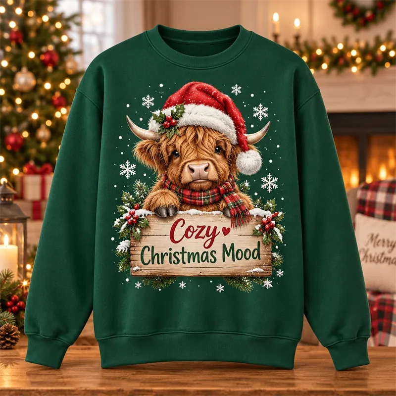 Juletrøje med rund hals Julemand Snemand Pingvin Kat Hund Elg Ferie Grafisk Pullover Vinter Casual Fest Streetwear Top