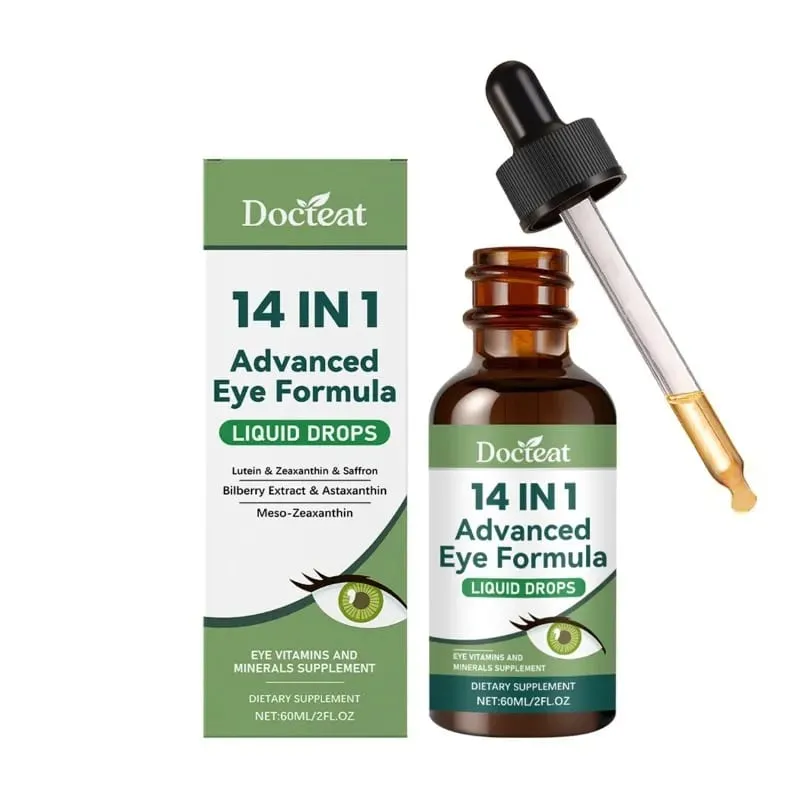 14 in 1 Eye Formula Liquid Drops – Lutein Zeaxanthin Saffron Astaxanthin Advanced Visual Support Antioxidant Blend 60ml