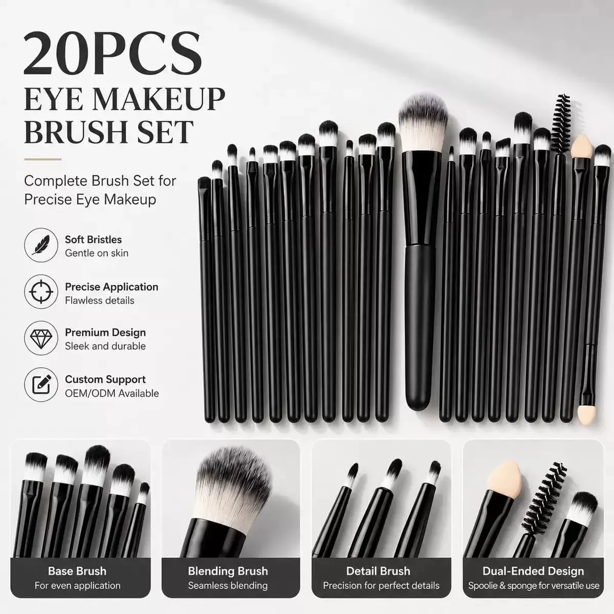 20Pcs Professional Makeup Brushes Set Soft Synthetic Hair Cosmetic Brush for Foundation Eyeshadow Eyebrow Eyeliner Blending Make — image 1