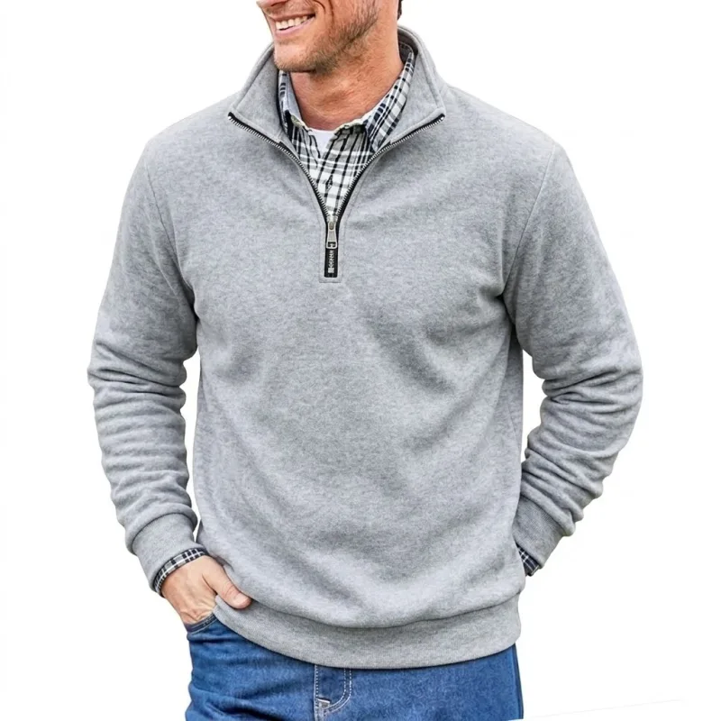 Men Spring and Autumn Half Zip Pullover Sweatshirts Solid Color Outdoor Casual Tops Long Sleeve Hoodie for Sports and Daily Wear