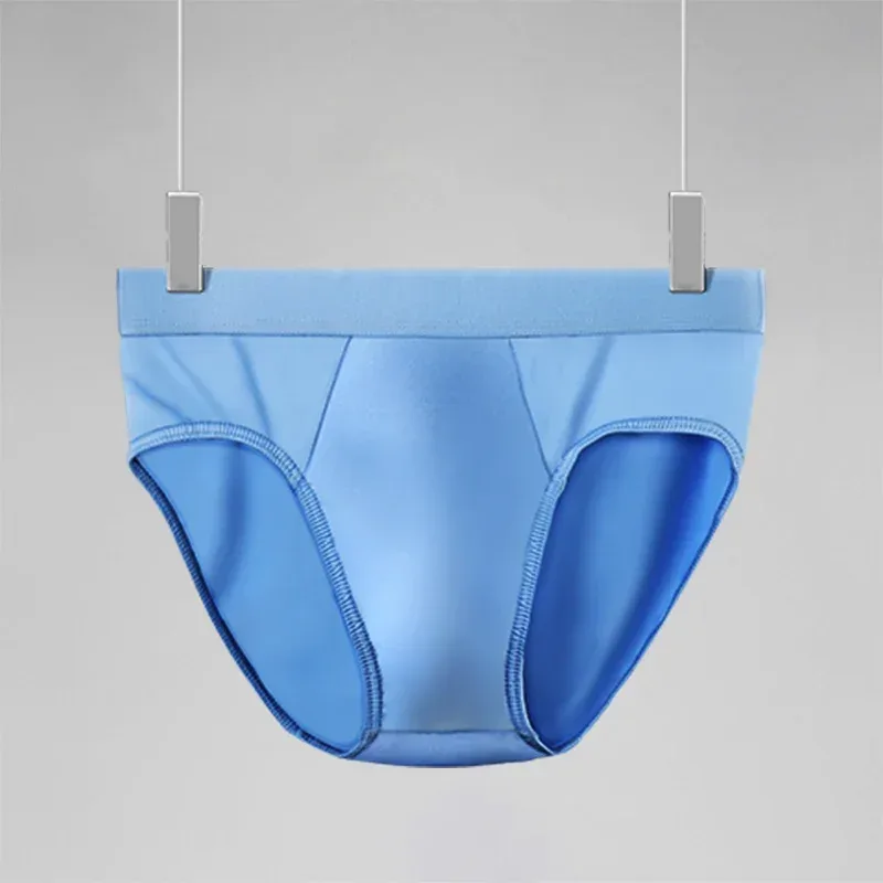 1pc Men's ice - silk underwear. Thin - style for summer, with U - convex briefs. solid - colored shorts
