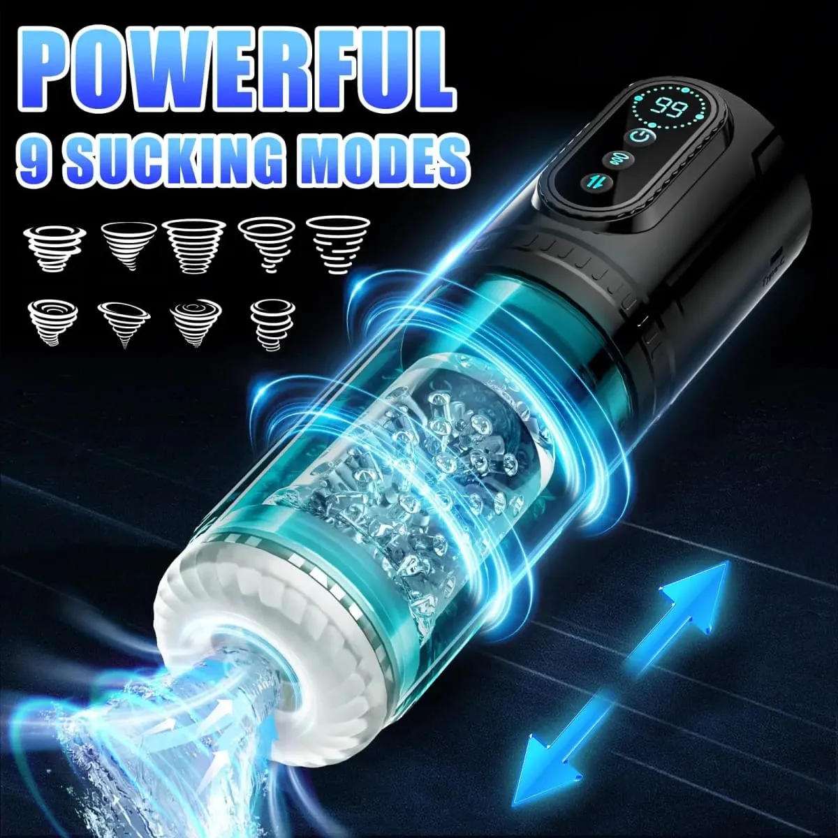 Telescopic Sucking Masturbator for Men Rotating Blowjob Masturbation Cup LCD Display Pocket Pussy Penis Pumps Sex Toys for Adult