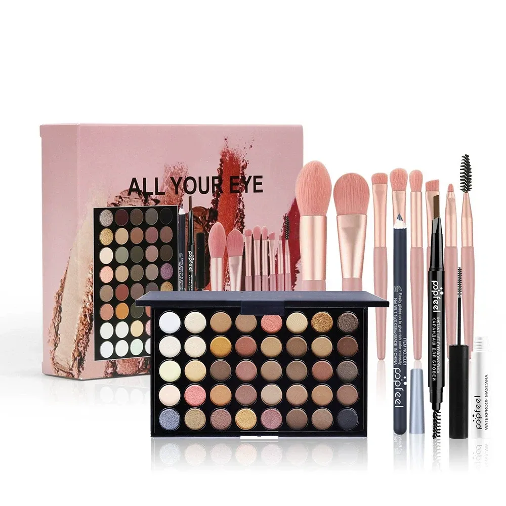 Glitter Matte Waterproof Palette Powder Cosmetics Kit Eyebrow Pencil Eyeliner Pen Mascara Makeup Brushs Eye Cosmetics — image 6