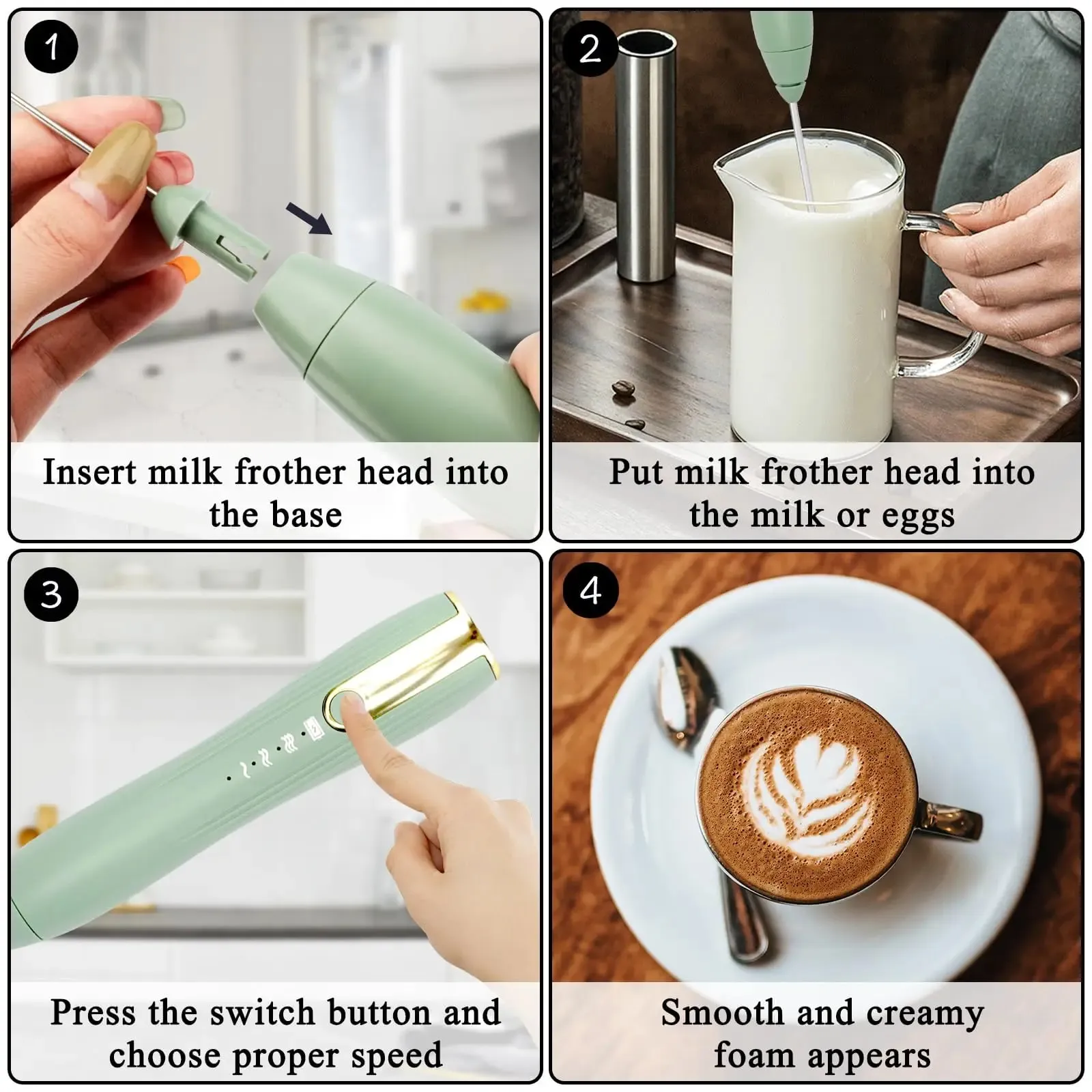 Máy Trộn Tay Bọt Sữa Cho Cà Phê Matcha Cầm Tay Máy Tạo Bọt Điện Máy Đánh Trứng Uống Trộn Sạc Trứng Be Có Chân Đế — image 6