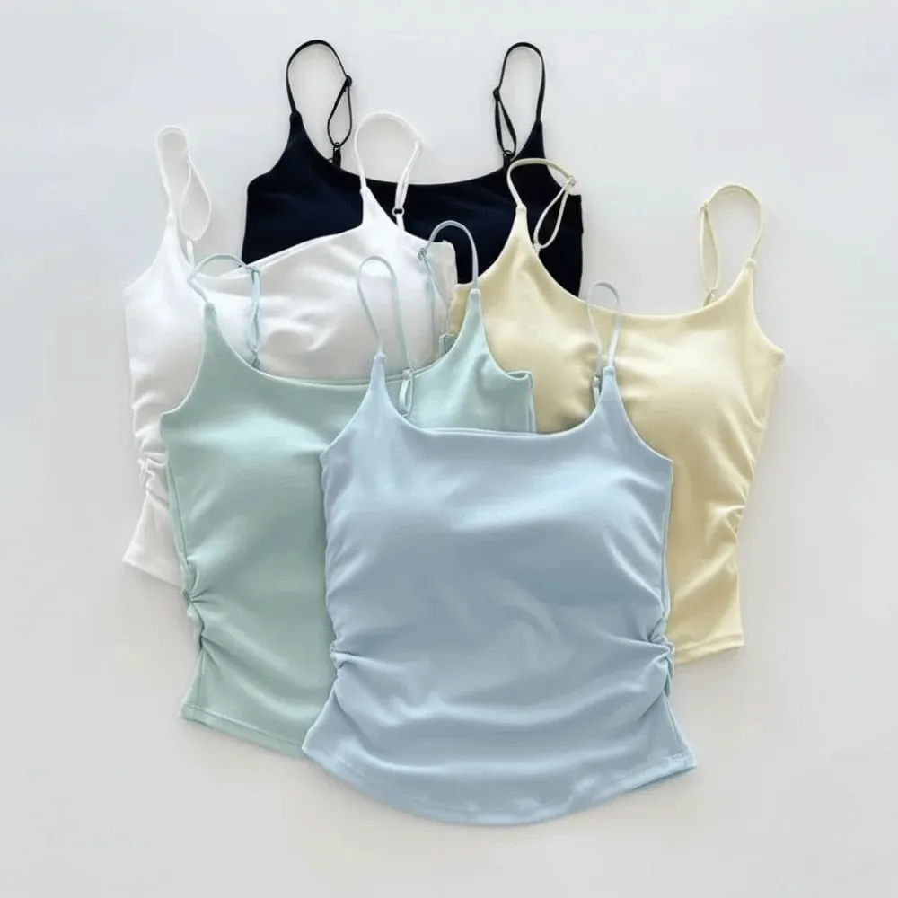 Sweet Sleeveless Suspender Vest Slim With Padded Cups Fitted Tops Underwear Short Vest Sports Activities — image 2
