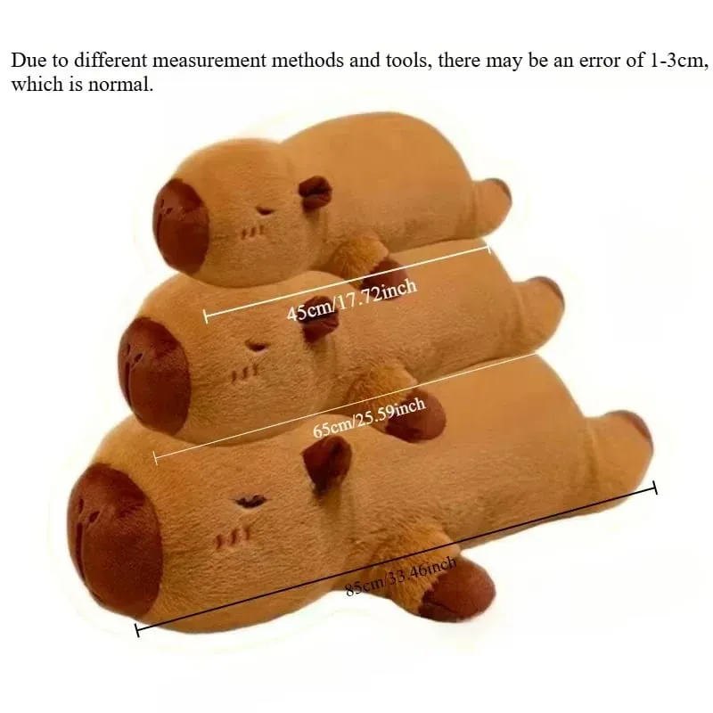 Kawaii Capybara Plüschtier Gefüllte Capibara Flauschige Puppe Langer Schlaf Weiches Kissen Sofakissen Nickerchen Schlafspielzeug für Schule Weihnachten — image 7