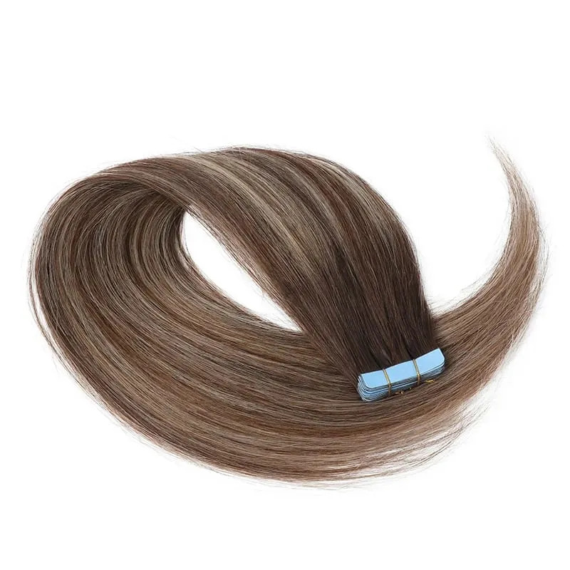 20 Inch Seamless Tape in Hair Extensions Human Hair Soft Invisible Black to Light Gray Color in Human Hair Extensions 30g/20pcs