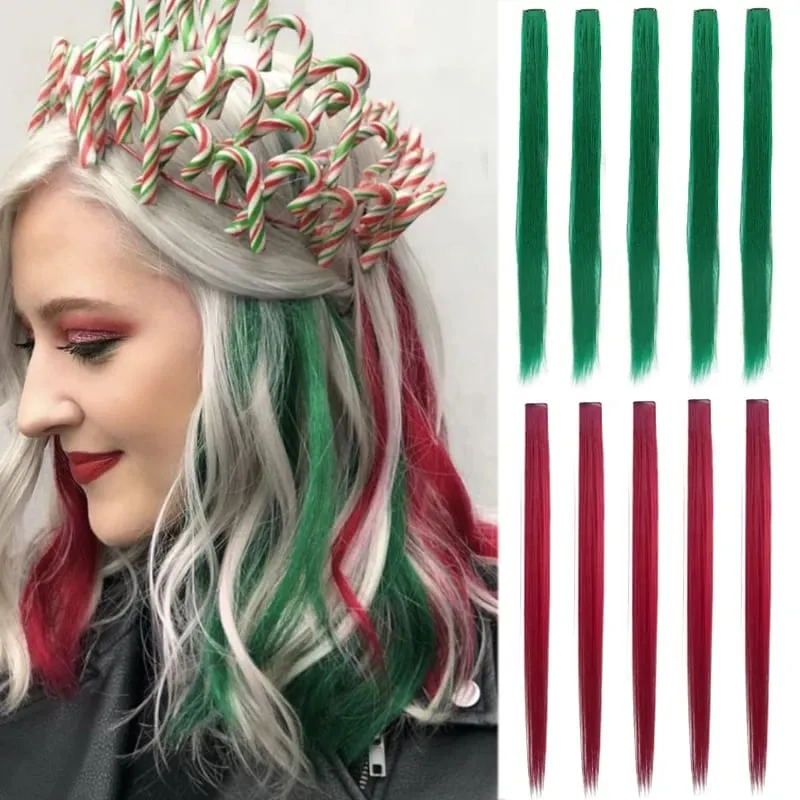 Clip colorata da 10 pezzi da 24 pollici nelle estensioni dei capelli Lisci sintetici Evidenzia posticci per ragazze Festa Cosplay