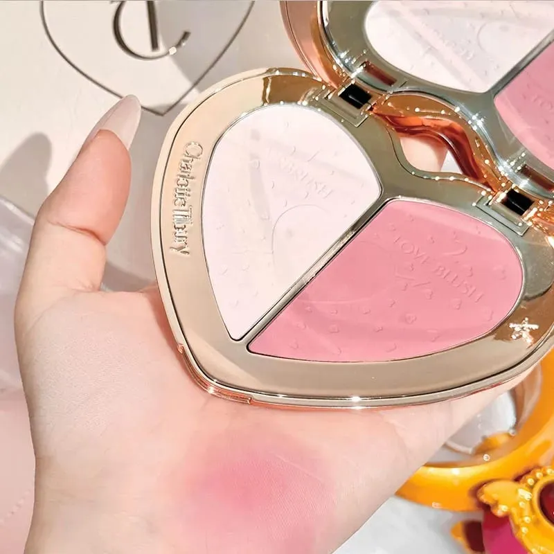 Nuovo CT Nature Ombretto scenario estetico facile da colorare Starlight Pink Disco bicolore a luce morbida Cosmetici blush a cuore a due colori