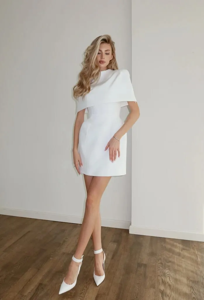 Solid Shawl Mini Dress Women Elegant Square-neck Waist Cinching Sleeveless Slim Short Dresses Lady 2026 New Vacation Party Gowns — image 3