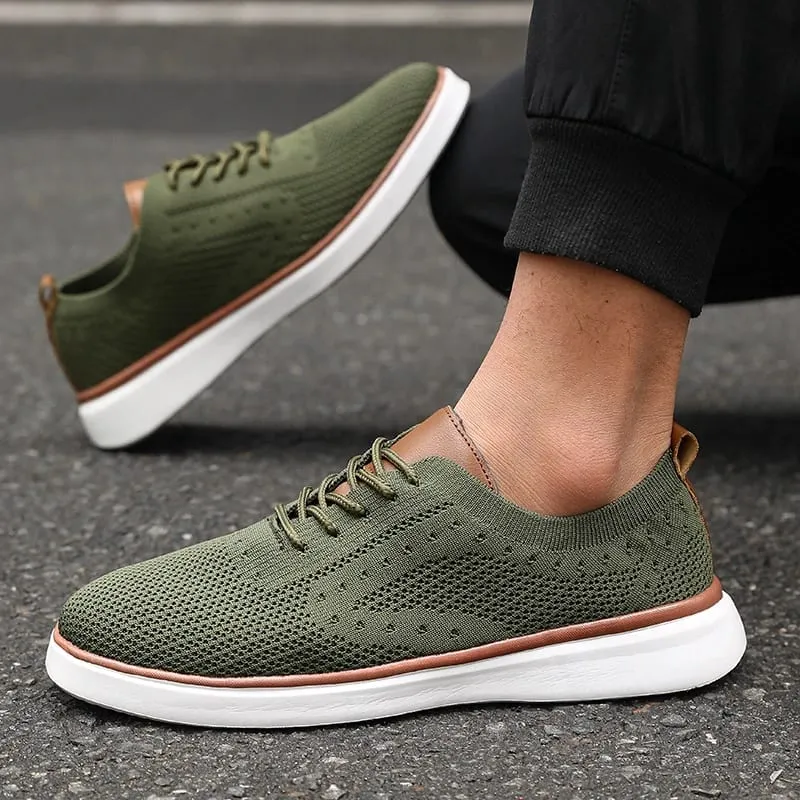 New Men's Knit Sneakers Lightweight Breathable Mesh Casual Shoes Non-Slip Soft Sole Fashion Daily Wear Comfortable Walking Shoes