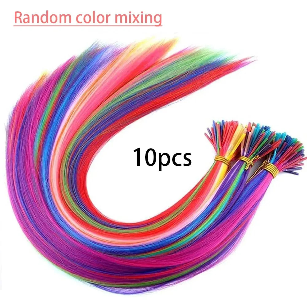 Synthetic Colored I-Tip Stick Hair Extensions Straight Hair 16 Inch For Women High Temperature 10 Strands/Pack Colors