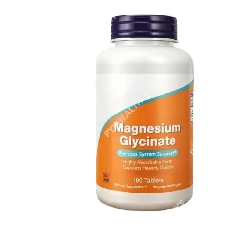 Magnesium Glycinate Tablets 200mg High Absorption Vegan Non-GMO Formula for Nervous System Muscle Relaxation Support 180 Count