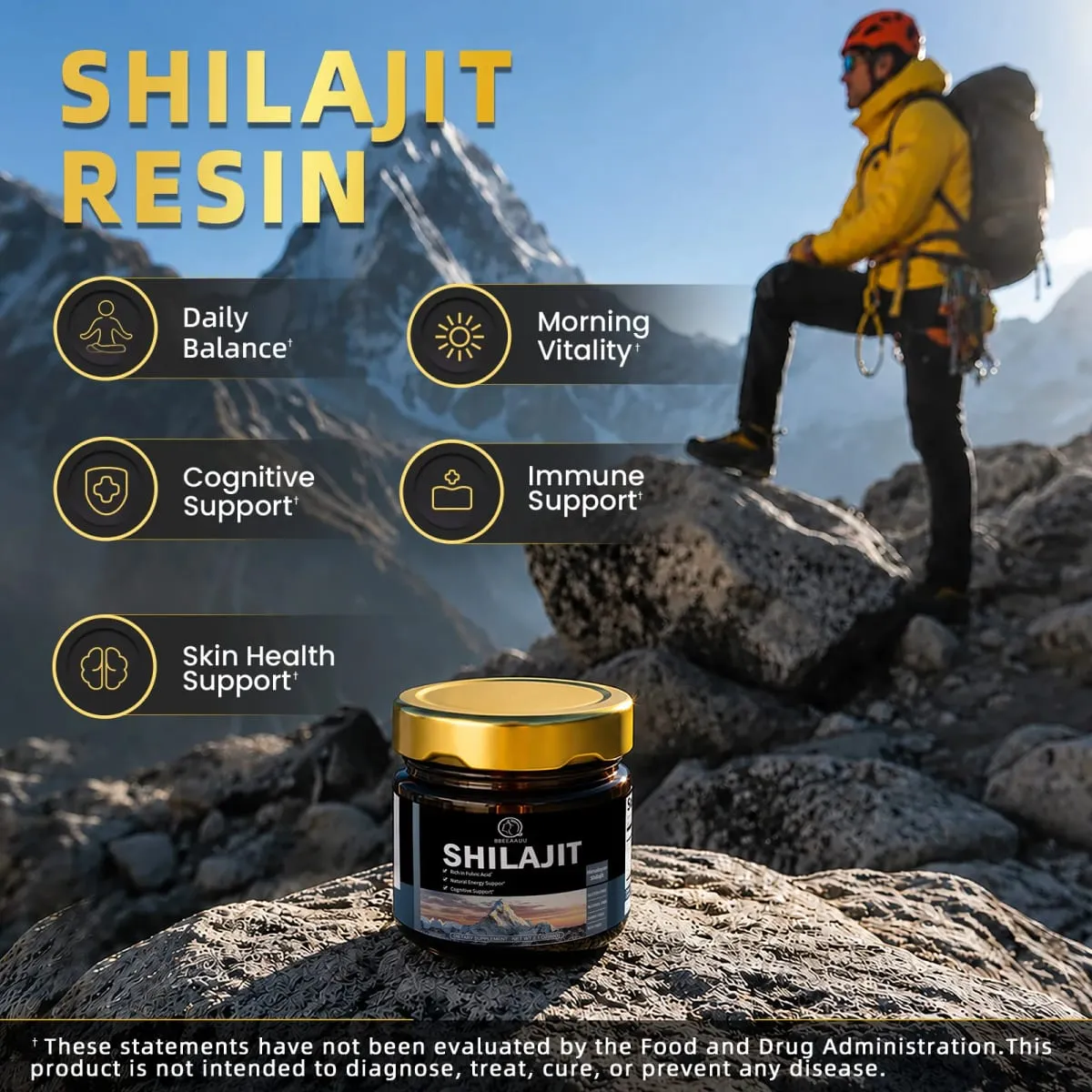 Suplementos minerais originais da bebida da resina de shilajit natural 204mg para o metabolismo da saúde imunológica saúde física geral