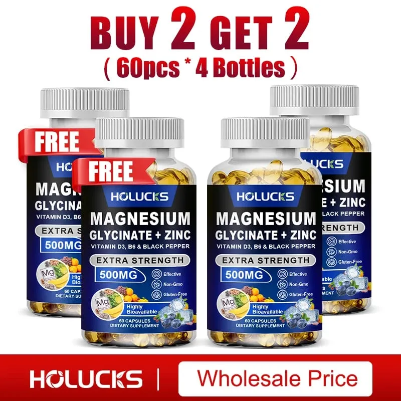 Magnesium Glycinate & Zinc Supplement for Muscle Joint Bone Enzyme & Heart Health Support Immune Relaxation Mood