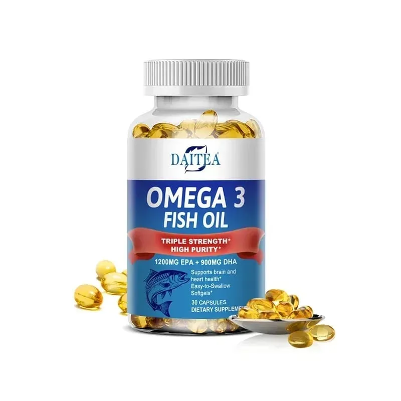 Daitea Triple Strength Omega 3 Fish Oil - Fish Oil Supplement with EPA & DHA Fatty Acids Premium Wild Caught 30/60/120 Capsules