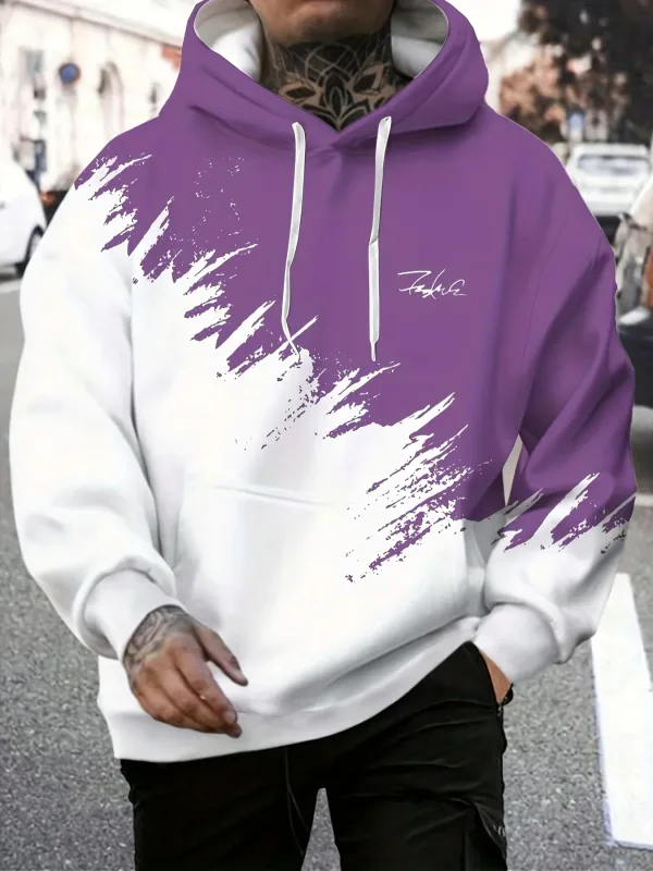 Fashion Gradient Print Men's Hoodies Nakakatawang 3D Letter Pattern Oversized Sweatshirts Autumn and Winter Casual Pullover Men Clothes