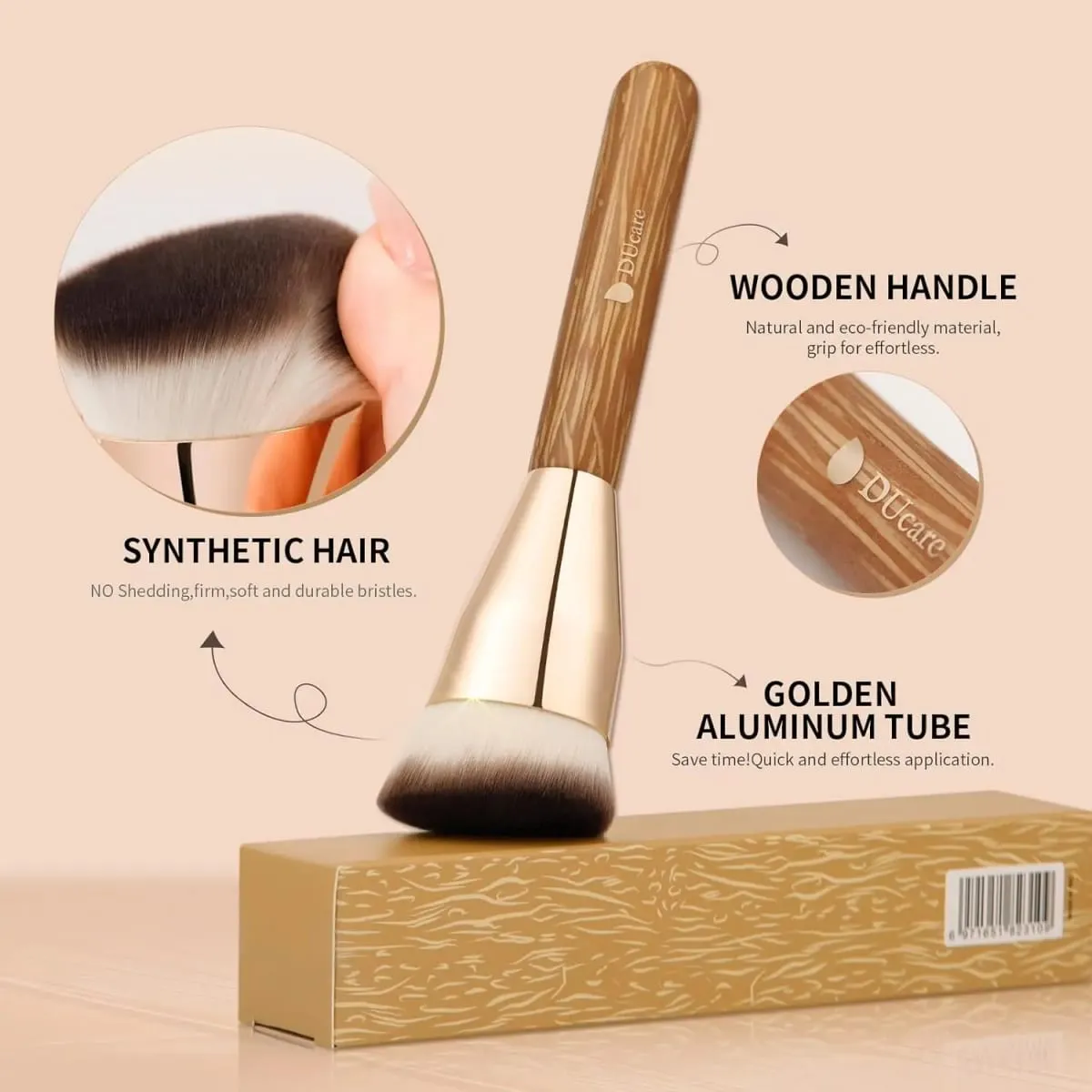 DUcare Angled Foundation Brush Professional Liquid Cream Powder Brush Contoured Blending and Buffing Face Makeup Cosmetic Tool — image 2