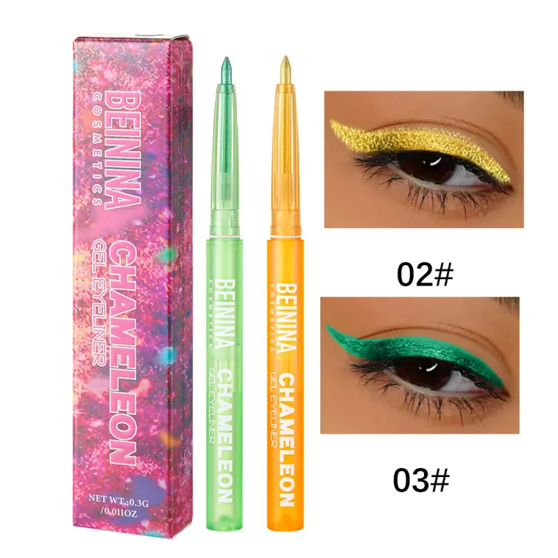 Shiny Chameleon Metallic Blue Eyeliner Gel Pen Eyeshadow Multicolor Eye Liner Pearlescent Polarized Glitter Eye Pigment Cosmetic