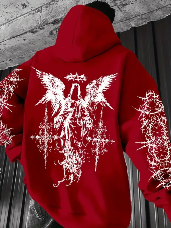 Estilo gótico anjo impressão hoodies homens mulheres ao ar livre rua casual esporte tendência hip-hop casal de manga longa outono inverno moletom