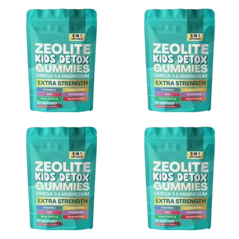 Zeolith-Gummis, 60 Stück, enthalten Multivitamin Omega-3, Magnesium und Holunder, unterstützen die Entgiftung und die Gesundheit des Immunsystems