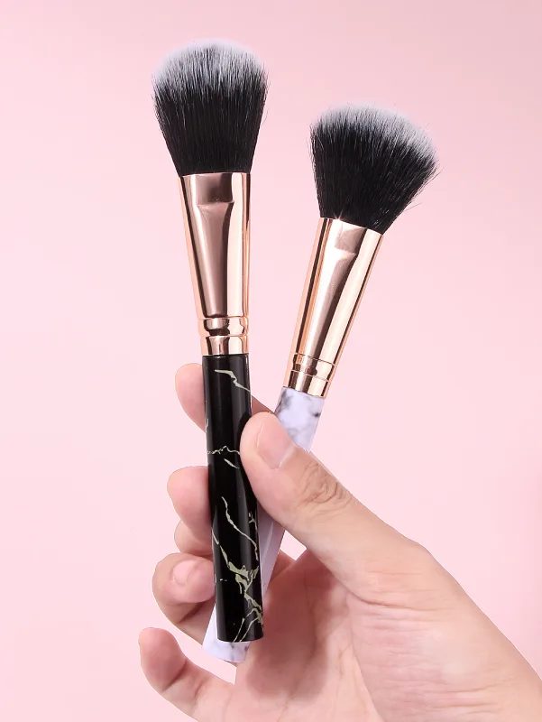 2Pcs Marble Handle Blush Brushes Soft Fluffy Face Makeup Brush For Cheek Blush Powder Cosmetic Blending Beauty Make Up Tools