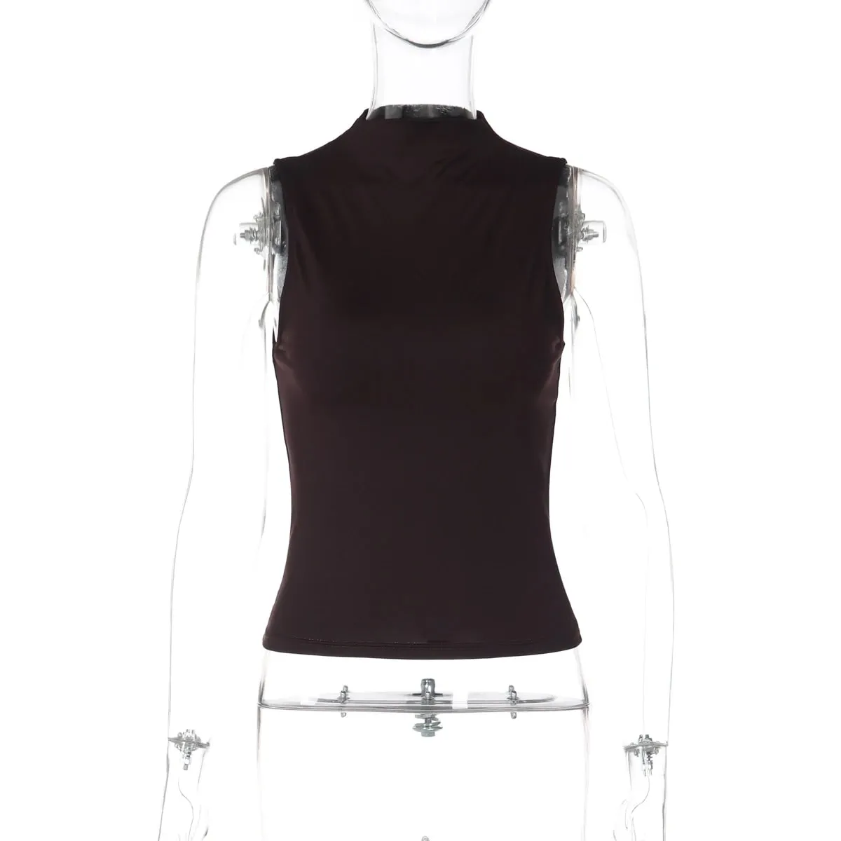 Hugcitar Women'S Fashion Solid Turtleneck Solid Sexy Crop Tank Top Summer Female Casual Outfit Streetwear Party Wholesale — image 7