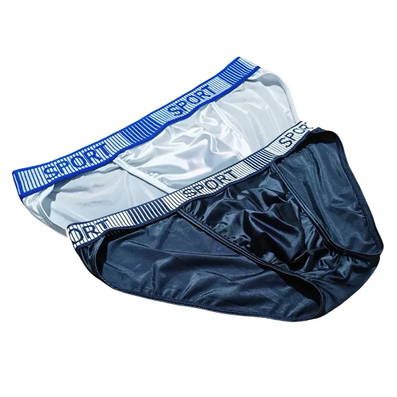 Cuecas masculinas com forquilha alta, cintura média, elástica, respirável, cueca convexa em u, roupa íntima masculina de seda gelada, shorts sedosos