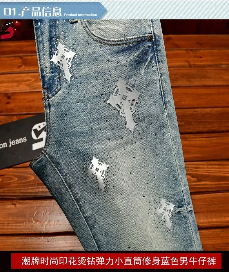Jeans Men's Summer High-end Cotton Stretch Slim Fit Skinny Pants Washed Casual All-match Fashion Denim Trousers — image 10
