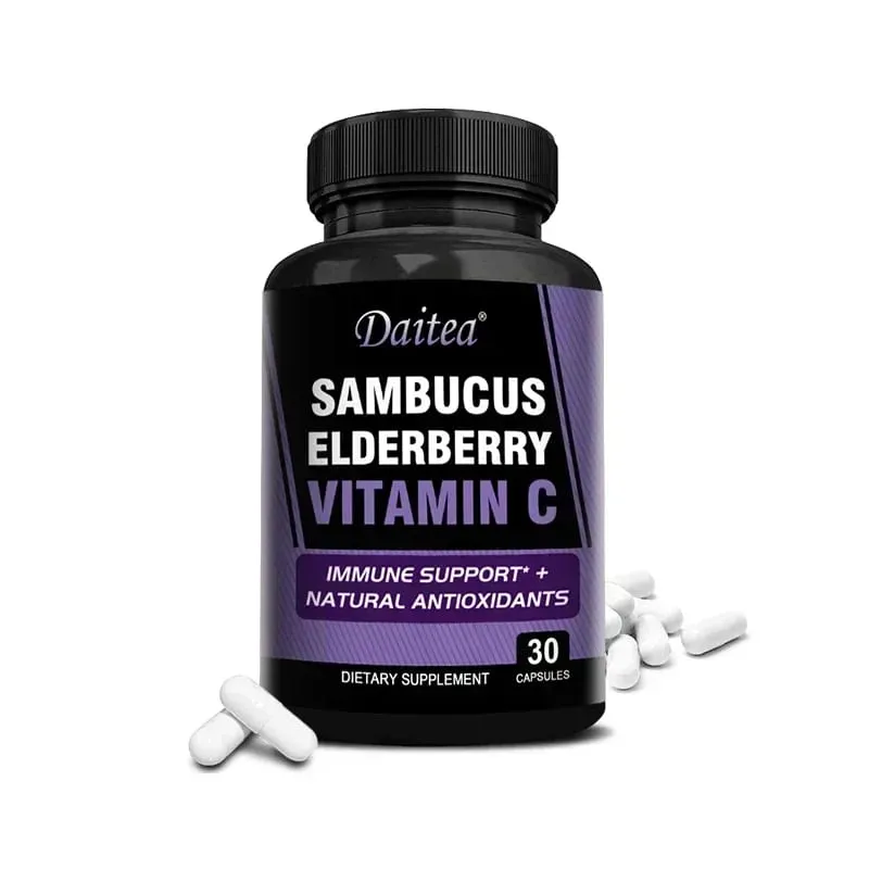Sambucus Black Elderberry Capsules 350mg with Vitamin C Zinc Immune Support Antioxidant & Energy Boost Promotes Digestion