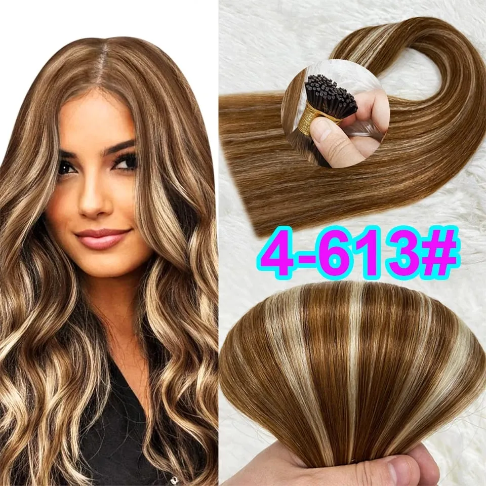 Human Hair I Tip 100% Human Hair Extensions Keratin Straight Brazilian Remy Human Hair Natural Capsule Hair Extension 30 Inch
