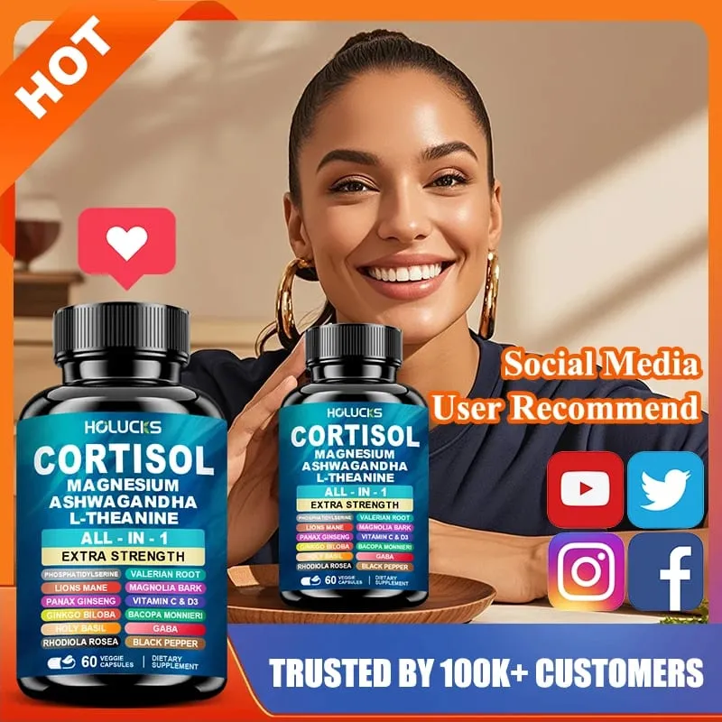 Advanced Cortisol Supplement with Vitamin D3 for Stress Management & Mood Anxiety Relief & Sleep Quality Overall Wellbeing