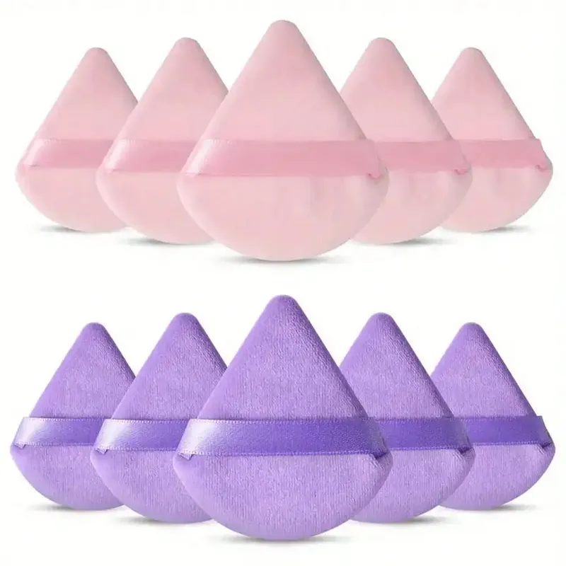 10 Pcs Triangle Velvet Powder Puff Pizza Flours Mini Face Makeup Sponge Cosmetics Washable Lightweight Makeup Tool