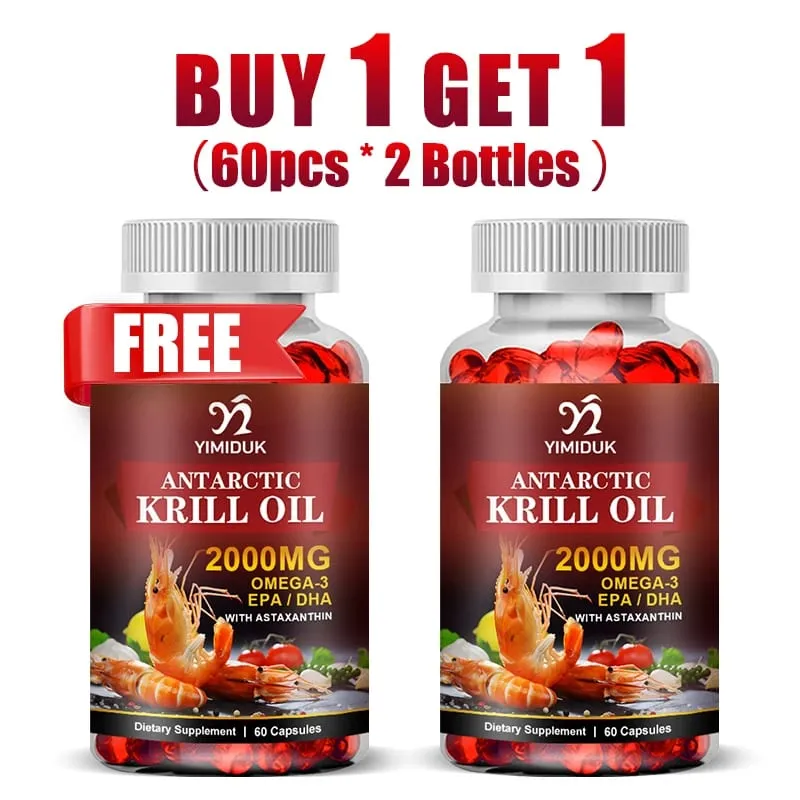 Buy 2 Get 2 Free! Krill Oil 2000mg Capsules Support Heart & Joint Health Brain Eye & Anti-Inflammatory GMP Certified Vegan